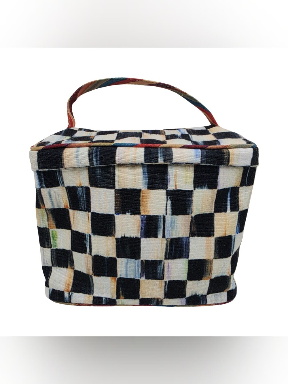 Mackenzie Childs Courtly Check Train Case Travel Bag EUC